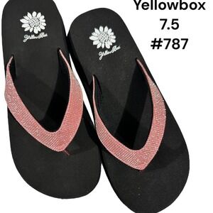 New Yellowbox Pink Glitter Flip. Flops Size 7.5